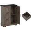KOMFOTTEU Credenza Cucina con 3 Cassetti e Armadio con Ante, Mobile Cucina Dispensa con Kit Antiribaltamento, Mobiletto Cucina, per Soggiorno, Sala da Pranzo, 60 x 30 x 80 cm (Grigio Scuro)