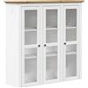 vidaXL Mobile con Ante Vetro BODO Legno Massello Pino Bianco e Marrone, armadietto con Ante in Vetro, vetrinetta, libreria, vetrina, Mobile espositivo