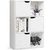 GYMAX Armadietto Libreria Basso a 6/9 Cubi, Scaffale Porta Libri, Mensole a 3 Ripiani, Mobiletto Multiuso Legno, Moderno e Semplice, 60/90x29x90 cm, Bianco