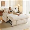 Wyibwy Divano letto 2 posti con schienale regolabile, porta cellulare e porta di ricarica USB,divano letto matrimoniale,divano pieghevole multifunzionale con funzione letto,Ciniglia,beige