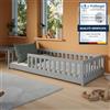 Kids Collective Letto per bambini 80x180 cm con protezione anticaduta, materasso e rete a doghe, letto Montessori, lettino, letto per bambini e ragazzi, letto singolo | Grigio cenere | da 3 a 12 anni