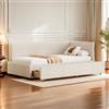 Autheria Letto 90x200 cm, Divano Letto con cassetto, Letto Singolo con 2 Cassetti, letto multifunzione con rete a doghe, tessuto di velluto delicato sulla pelle, Beige