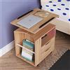 SDHYL Comodino girevole con ruote, mobile di sostegno multifunzione per camera da letto e soggiorno, piano girevole a 360°, 2 cassetti, rovere antico
