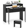 COSTWAY Scrivania per Computer, Tavolo Salvaspazio Retrattile con Cassetti e Ruote Universali Bloccabili, 100 x 63 x 88 cm, Desk Gaming per Ufficio, Soggiorno e Camera da Letto (Nero)