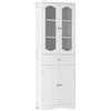 LIFEZEAL Mobile Bagno, Mobiletto Bagno Salvaspazio, 60x30x160 cm, Armadietto Alto con Ante in Vetro e Ripiani Regolabili, Arredo Indipendente, Armadio Multiuso per Cucina e Soggiorno, Credenza Bianco