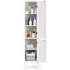 COSTWAY Mobile da Bagno Alto con 2 Ante, Armadio da Terra con 5 Vani, Mobile Colonna per Bagno Cucina Soggiorno, 37 x 37 x 160 cm (Bianco)