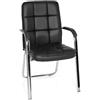 HJH Office 706450 BORNE Sedia Visitatore in Ecopelle Nera - Conferenza e Riunione Con Braccioli