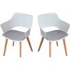 HJhomeheart Set di 2 Sedie da Pranzo, Gambe in Legno Massello, Sedie da Ufficio con braccioli, Sedie in Tessuto, Bianco
