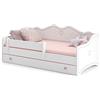 KOBI Letto Bambino con Barriera Emma | 160 x 80 cm | Letti per bambini | Letto per bambini e ragazza | con materasso | Letto per bambini con cassetto | Bianco Grigio Rosa