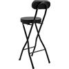 Zalydala Set di 2 sgabelli da bar pieghevoli, portata 125 kg, altezza regolabile 65 cm, con cuscino in poliuretano e blocco di sicurezza, per bar, campeggio e giardino (nero)