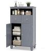 LIFEZEAL Mobile Bagno Salvaspazio, Mobiletto Bagno da Terra, Pavimento, 56x30x108 cm, Moderno, con 2 Cassetti 2 Ante, Scomparto Aperto, Armadietto AutoPortante, Legno, per Soggiorno, Cucina (grigio)