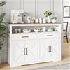 FOERPL Credenza per Sala da Pranzo, Mobiletto Basso per Cucina, Credenza con 4 Ante e 2 Cassetti, Mobiletto per Cucina, Corridoio, Soggiorno, Ingresso (G Bianco, 140 cm)