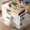KUAKE Isola della cucina con piano di lavoro (110 x 42 x 90 cm) carrello da pranzo da cucina mobile con cassetti e armadi di stoccaggio, carrello da cucina con ruote (bianco)
