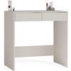 CDF Scrivania Beige con 2 Cassetti 50x81x80 cm Frontali Scanalati Moderna | Finitura Cashmere, pannello, stile minimalista, per camera da letto, per ufficio e studio, formato compatto