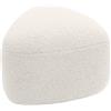 CLP Pouf ovale Alfrisa, pouf imbottito in tessuto Teddy, poggiapiedi imbottito per soggiorno e camera da letto, struttura in legno stabile, Colore:crema