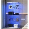 Teahutty Vetrina in vetro con 4 Strati, 2Porta e Serratura, Vetrinetta Espositiva 7colori LED, vetrina autoportante in vetro, Vetrina Moderna per oggetti da collezione