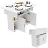 Chleby Credenza Cucina Credenza con piano di lavoro Mobili da cucina Soggiorno Moderno Armadietto da Terra con rotelle, Tavolo da pranzo pieghevole adatto per Cucina, Soggiorno, Bianco