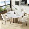 Rcynview 4 Sedie Sala da Pranzo in Velluto per Cucina Soggiorno Ufficio Beige Chiaro | 45x48x85cm Sedia Scrivania in Velluto Antistrappo, Spesso e Ampio Schienale Alto, Robusta Struttura in Metallo