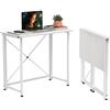 EXSELTMAN Scrivania Pieghevole, Scrivania Salvaspazio, Scrivania Bianca, Struttura in Metallo, Stabile e Salvaspazio, Scrivania Moderna e Semplice per l'ufficio di Casa 80x45.5x74 cm