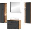 Planetmöbel Set di mobili da bagno mobile LUX 70 cm rovere oro/antracite SENZA lavabo con 2x mobile laterale rovere oro/antracite