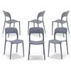 REDÒKASA Set 6 sedie in polipropilene KATE, impilabile, resistente ai raggi UV, design moderno, ideale per sala da pranzo, cucina, sala d'attesa, bar, ristoranti o da esterno (Grigio asfalto, 6)