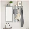 PUGYNBK Appendiabiti montato a parete, grigio cemento, 84 x 10 x 80 cm, con ganci in metallo e ripiano in legno per corridoio e ingresso