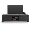 Mobili Fiver, Credenza porta Tv con vano a giorno e 2 ante Rachele, (180x45x45,8 cm), Nero Frassino, 180 cmx45 cmx45.8 cm, Nobilitato, Credenza Soggiorno Moderna, Made in Italy