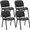 CLP Set 4 Sedie Ufficio Ken Imbottite In Similpelle I Sedie Attese Impilabili E Imbottite Carico Max 120 KG, Colore:grigio