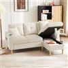 Huayz Divano angolare a 3 posti, a forma di L, con funzione di sonno, con chaise longue, spazio di archiviazione, porta bevande, viene fornito con 2 cuscini, adatto per soggiorno, ufficio