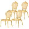 Biscottini Set 4 Sedie in Policarbonato - Sedia Cucina Soggiorno 53x50x97,5 cm - Poltrone Barocche Sala da Pranzo Camera da Letto - Poltrona in Plastica da Esterno Moderna Cerimonie