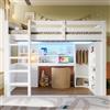 Trdlpyn Letto a Soppalco 140x200cm con Luci LED, Scrivania e Armadio, Scaffali e Cassetti, Letti a castello per Bambini e Ragazzi, Capacità 160kg,Struttura del letto in Legno((Senza Materasso) Bianco
