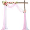 Chickwin Drappeggio di Arco Nozze, 2 Pezzi Arco Matrimonio Tulle Tenda in Chiffon, Drappeggio per Arco Nuziale Sospeso, Sfondo Decorazioni Matrimonio Cerimonie Feste (Rosa+Bianco,75x300cm)