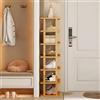 Shienfir Scarpiera verticale, organizer alto e stretto a 5/7/8 ripiani, per piccoli spazi, elegante scarpiera in legno per ingresso, angolo porta, scaffale salvaspazio a torre (M-7 livelli)
