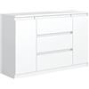 meble masztalerz Cassettiera Camera da Letto con 2 Ante e 3 Cassetti - Credenza Soggiorno - Moderna Comò - Cassettiera Alta - Mobiletto con Cassetti - Bianca Opaca 140 x 78,5 x 39 cm