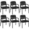 Yaheetech Set 6 Sedie Ufficio Ospiti Visitatori Senza Ruote per Riunioni Conferenza e Sala d'attesa Ergonomiche in Finta Pelle Portata 135 kg Nere