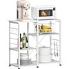 SDHYL Ripiani da cucina per riporre oggetti, 90 x 39 x 83 cm, mobile portaoggetti da cucina con piano di lavoro per forno a microonde, utensili da cucina, bianco