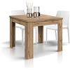 PAZZO DESIGN Tavolo Allungabile Brigitte, Rovere Rustico, Nobilitato Melaminico, Cucina, Sala Da Pranzo, Soggiorno, Made in Italy, 90x90 cm - id_1900
