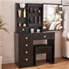 Ereousa Postazione Trucco, Toilette Trucco con Sgabello e Specchio, Toletta da Trucco con 6 Cassetti, 6 Ripiani, Nero 36x80x131cm, H121630