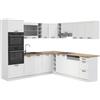 Vicco Cucina angolare completa R-Line, Bianco rustico, 247 x 46 cm senza piano di lavoro, per disposizione flessibile ed espansione modulare