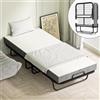 Tubiaz Letto Pieghevole 90 x 200 cm, Singolo Con Spessore 13 cm, Materasso in Schiuma Ad Alta Densità, per Adulti, Con Ruote, in Metallo, Portata 200 kg, per Camera da Letto