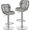Soberine Set di 2 Sgabelli da Bar, Sedie Girevole Regolabili in Altezza, Sgabello da Cucina in Velluto con Schienale e Poggiapiedi Moderno Design per Sala da Pranzo, Bancone e Bar Grigio Chiaro