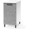 REDÒKASA Base per cucina componibile da 40 cm con anta, realizzata in legno 100% MADE IN ITALY (Bianco con anta Cemento)