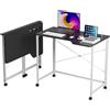 PIPIPOXER Tavolo pieghevole per computer portatile, con un ritaglio e ruote girevoli, Scrivania Computer con Slot per Schede, per camera da letto,divano, ufficio, Nero, 90 x 56 x 75 cm