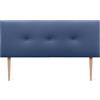DHOME Testiera in similpelle o in tessuto acualina con bottoni e gambe Testiera imbottita di fascia alta Letto di lusso Camera da letto (Similpelle Blu, 135x105cm (Letti 120/135/140))