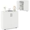 KOMFOTTEU Credenza Cucina con 2 Ante, Mobile Buffet con Ripiano Regolabile, Armadio Dispensa in Legno Antiribaltamento, per Sala da Pranzo, Soggiorno, Ingresso, 80 x 31,5 x 82 cm (Bianco)