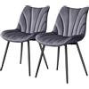 Yaheetech Set di 2 Sedie da Pranzo Moderne in Velluto Sedie Imbottite con Schienale e Gambe in Metallo Senza Braccioli per Cucina Sala da Pranzo e Soggiorno (2, Grigio Scuro)