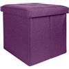INTIRILIFE Pouf Pieghevole 38x38x38 cm in Nebbia Viola - Cubo Sedile con vano portaoggetti e Rivestimento in Tessuto con cavità - Cubo Sedile Contenitore poggiapiedi Contenitore Pouf pettorale