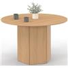 IDMarket - Tavolo da pranzo rotondo BERTHE, 6 persone, gamba esagonale, effetto legno faggio 110 cm