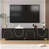Wiuzo Mobile TV lowboard con ante strutturate, decorazioni dorate, gambe rotonde dorate, ripiani inclusi, push-to-open, 170 x 38 x 44 cm