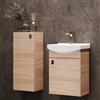Planetmöbel Set di mobili da bagno lavabo con mobiletto 45 x 60 x 33 cm con armadio midi 32 x 75 x 23 cm per WC ospiti, rovere Sonoma